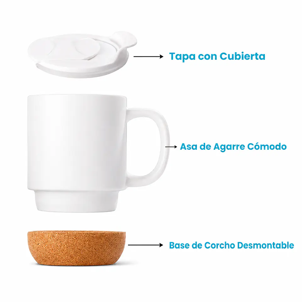 Taza de cerámica base de corcho 11oz Para Sublimacion Premiun  2