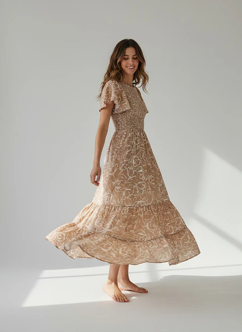 Vestido Midi Taupe