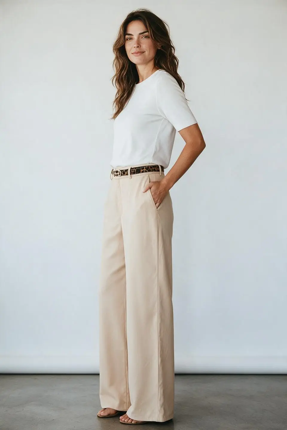 Pantalón Seda Beige 1