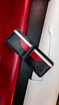 BILLETERA DE CUERO MINIMALISTA NEGRO, ROJO Y BLANCO - Miniatura 1