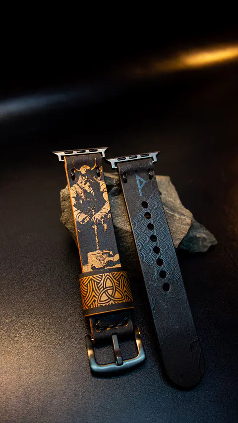 Correa de Cuero Vikinga para Apple Watch – Thor & Runa Thurisaz
