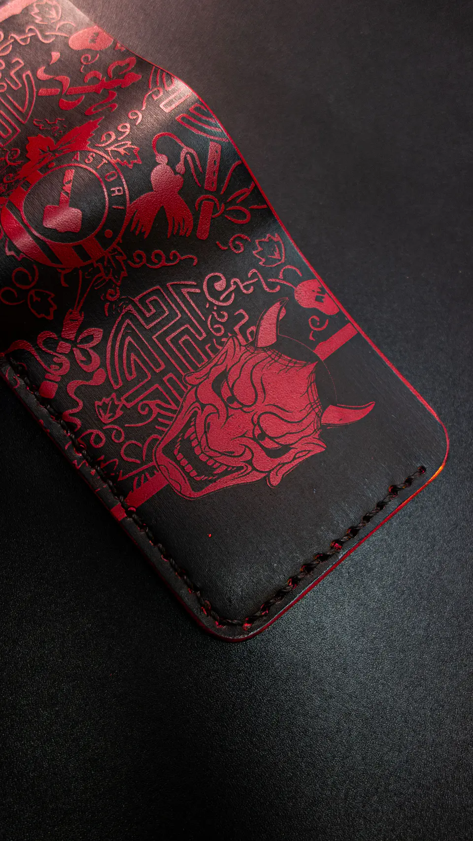 Billetera Hannya (CLASICA) en Cuero – Diseño Japonés 3