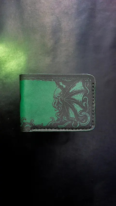 Billetera clásica Cthulhu de cuero Verde | Diseño conceptual
