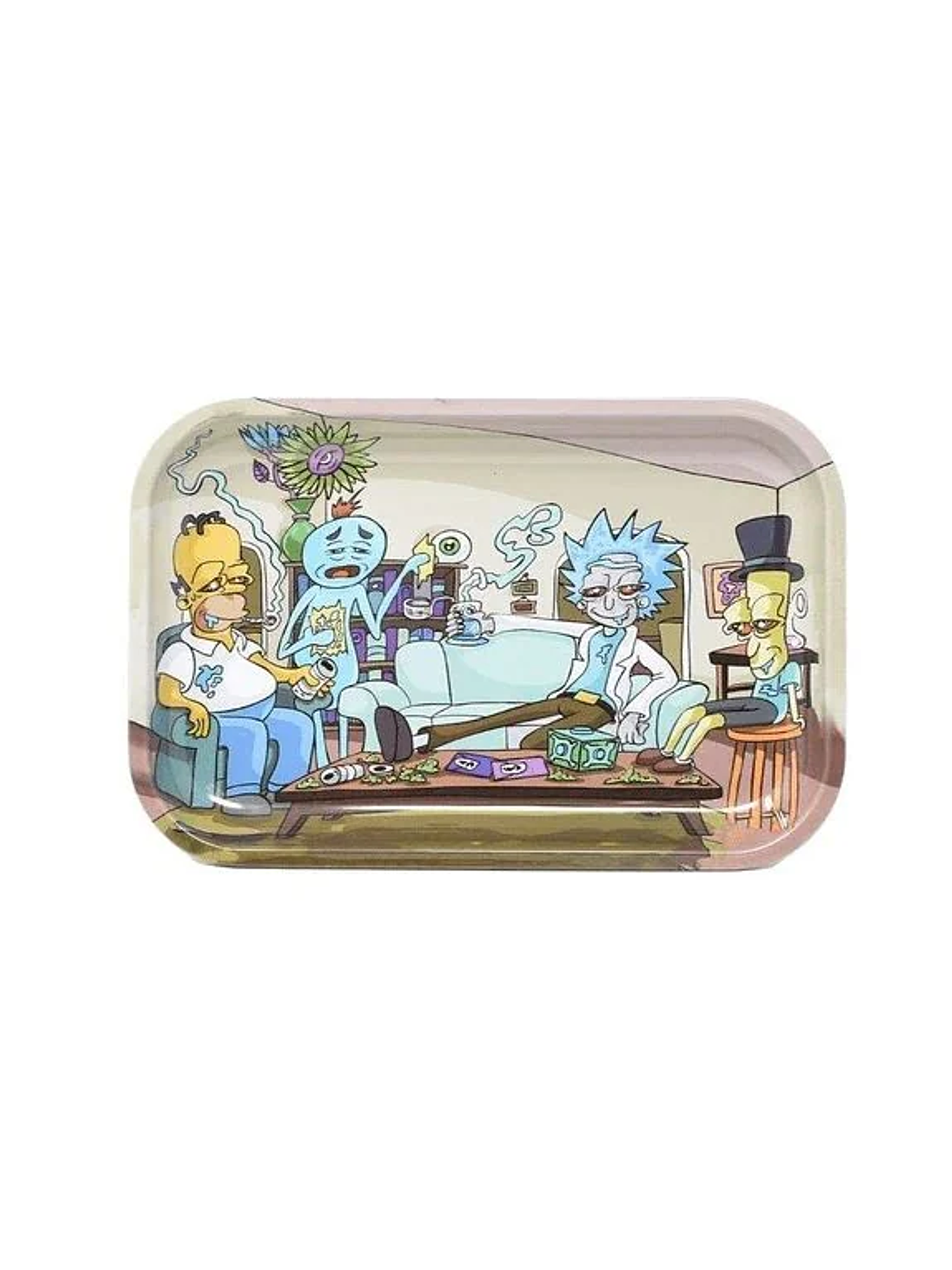 Bandeja Rolado Metalica 18X12.5Cm Rick And Morty Homer 1