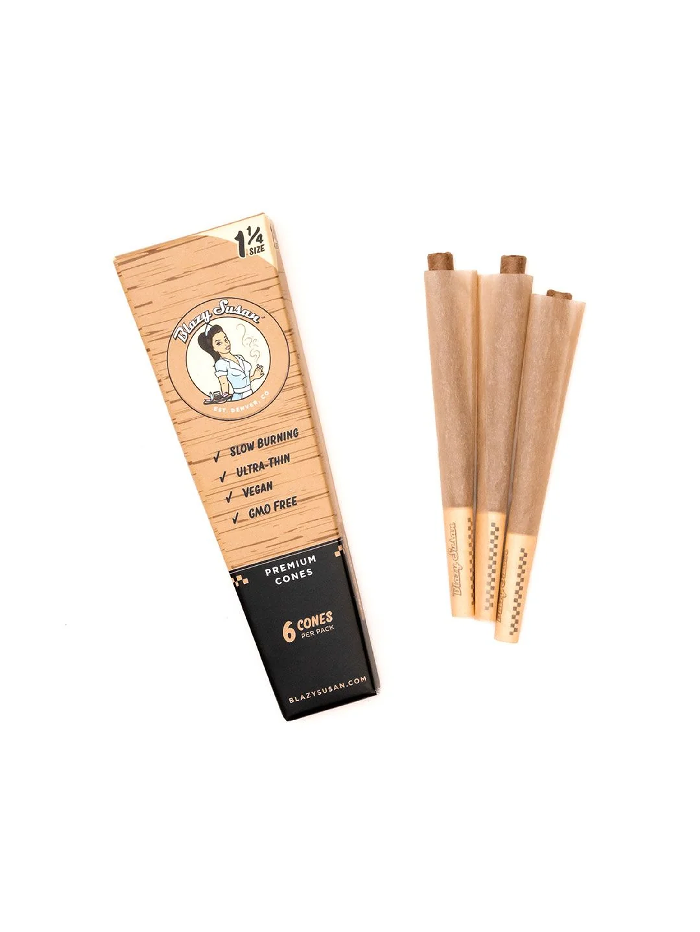 Conos Pre Roll Unbleached 1 1/4  Pack 6Und-Blazy Susan 1