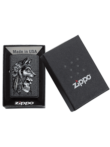WOLF SKULL FEATHER DESIGN-ZIPPO 3