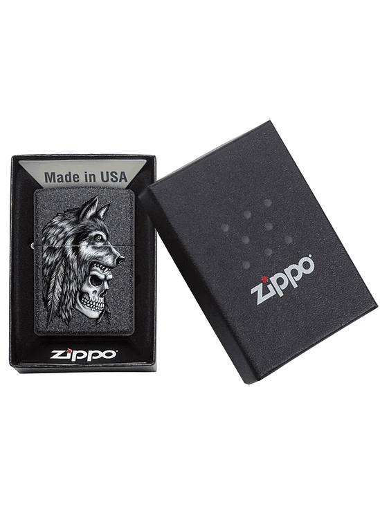 WOLF SKULL FEATHER DESIGN-ZIPPO 3