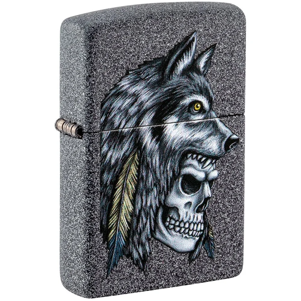 Wolf Skull Feather Design-Zippo 1