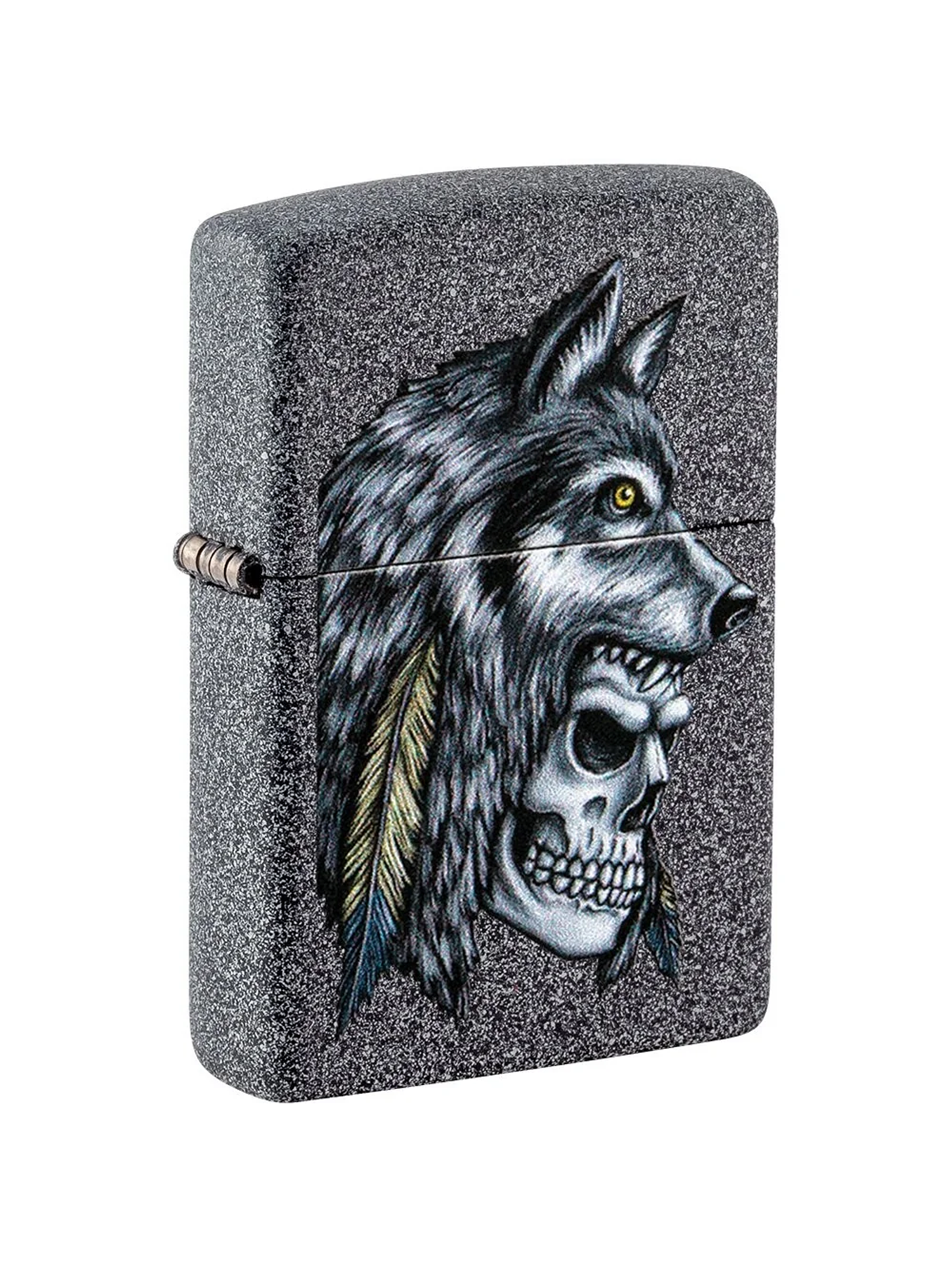 Wolf Skull Feather Design-Zippo 1