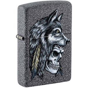 Wolf Skull Feather Design-Zippo