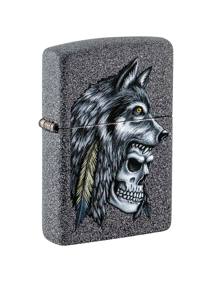 Wolf Skull Feather Design-Zippo 1
