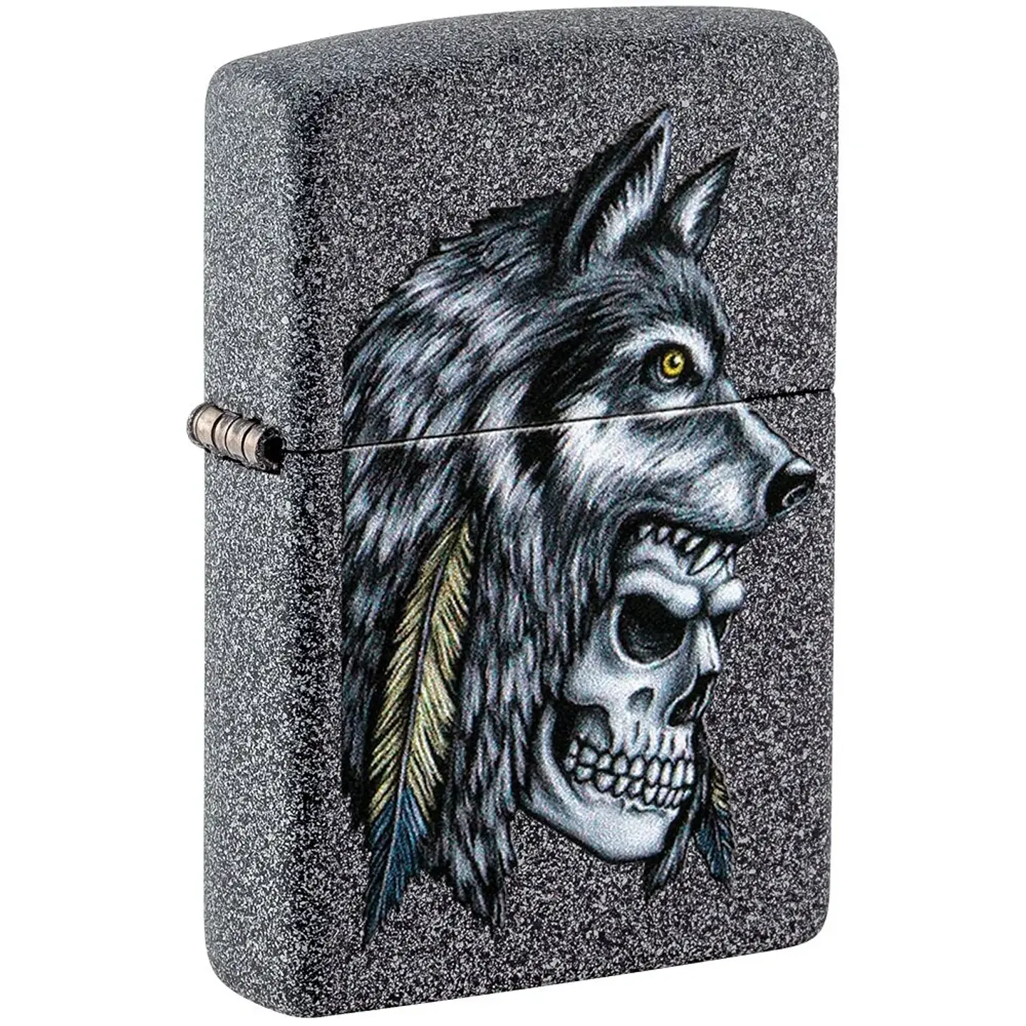 Wolf Skull Feather Design-Zippo 1