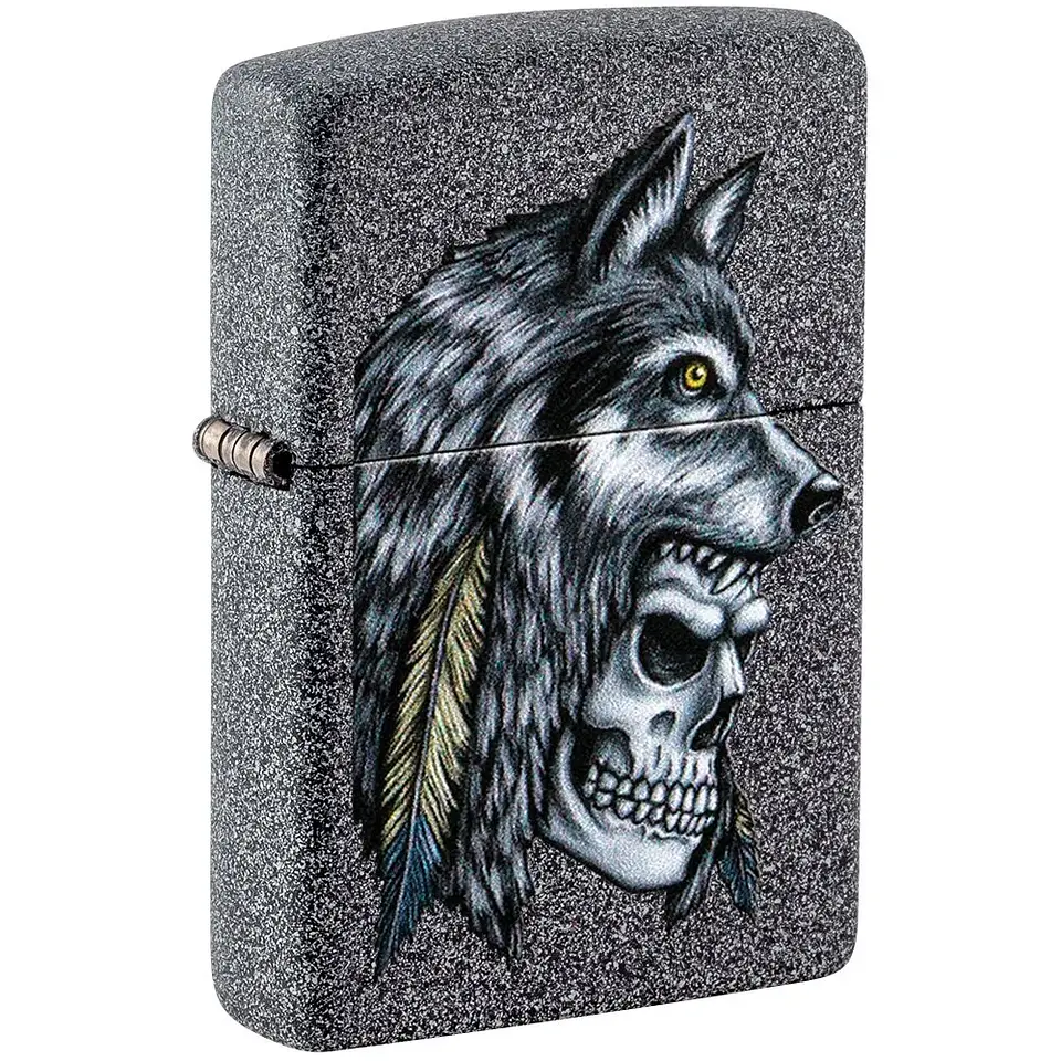 Wolf Skull Feather Design-Zippo 1
