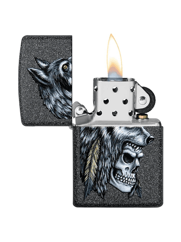 WOLF SKULL FEATHER DESIGN-ZIPPO 2