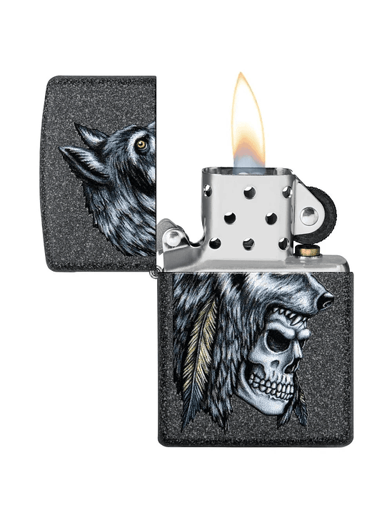 WOLF SKULL FEATHER DESIGN-ZIPPO 2