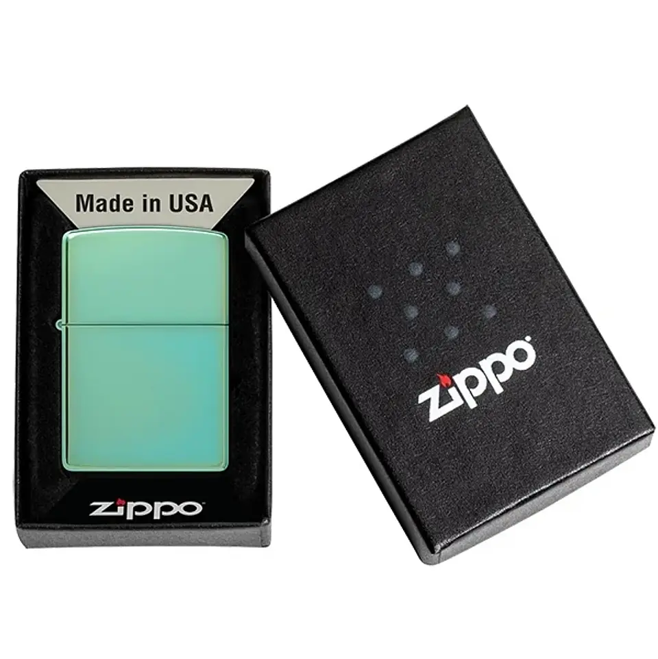 Encendedor High Polish Green Logo - Zippo 3