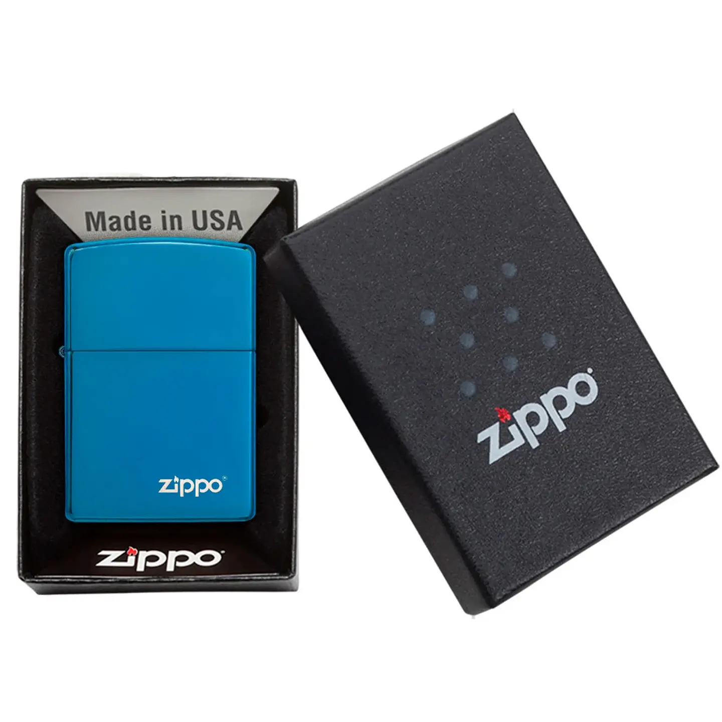 Encendedor Hig Polish Blue Logo - Zippo 3