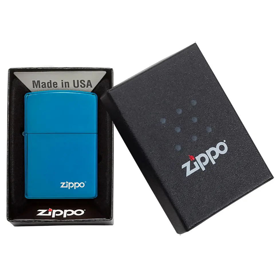 Encendedor Hig Polish Blue Logo - Zippo 3