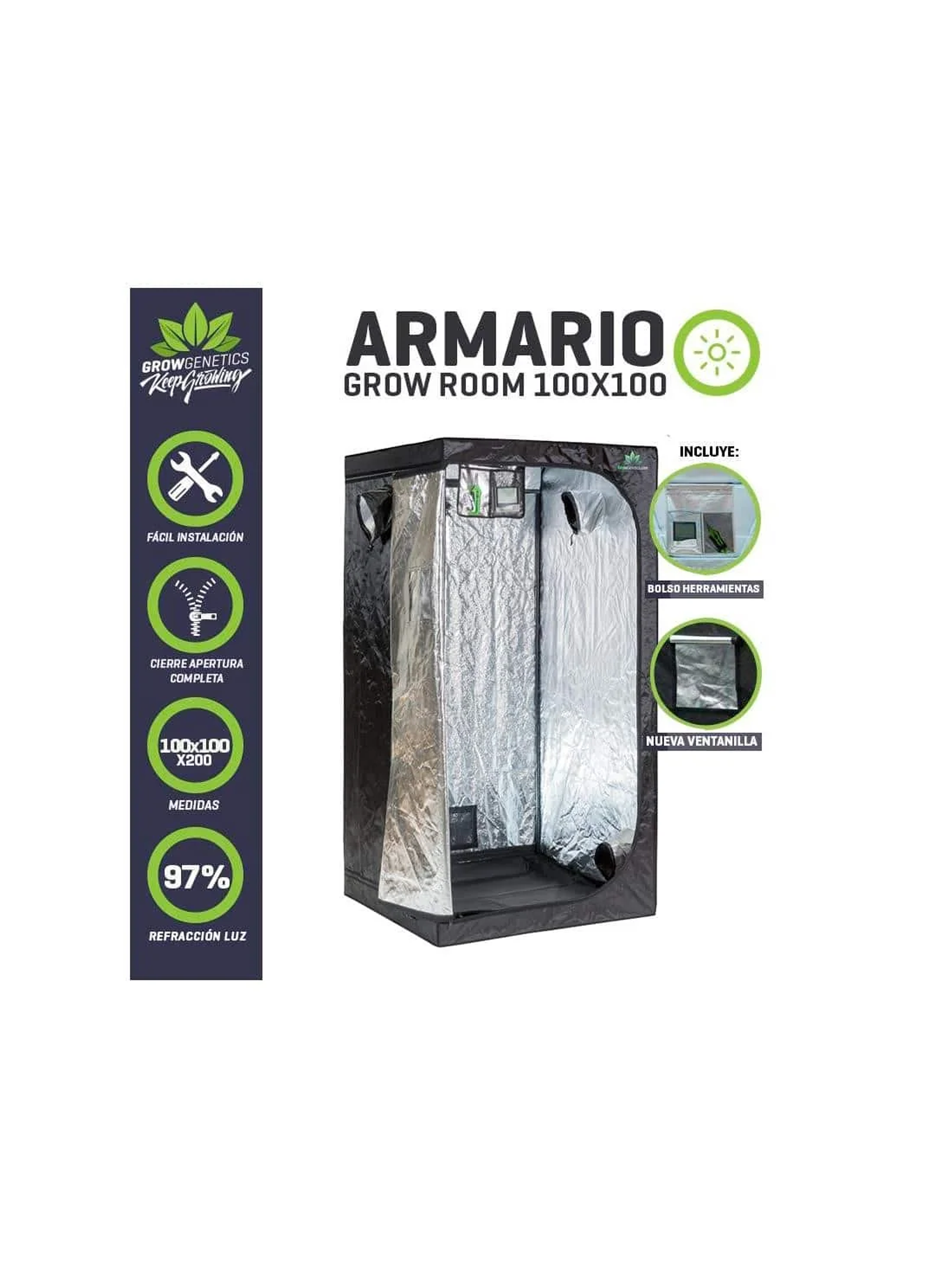 Carpa De Cultivo 100X100X200-Grow Genetics 1