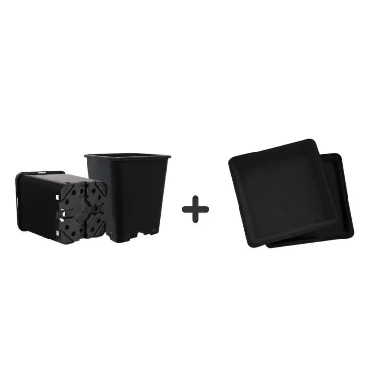 Pack Exterior Maceta Y Plato Negro 11Lt 6Und 1