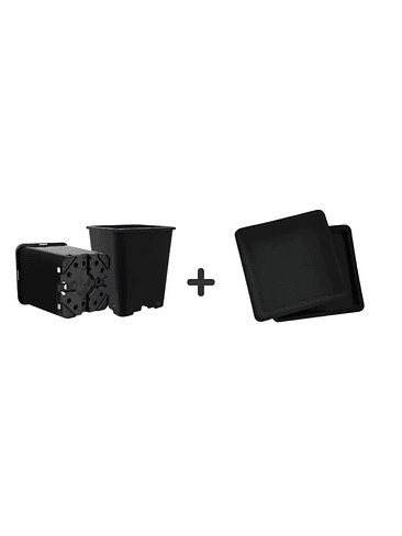 PACK EXTERIOR MACETA Y PLATO NEGRO 11LT 6UND 1