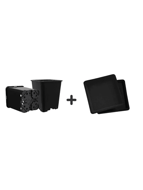 PACK EXTERIOR MACETA Y PLATO NEGRO 11LT 6UND 1