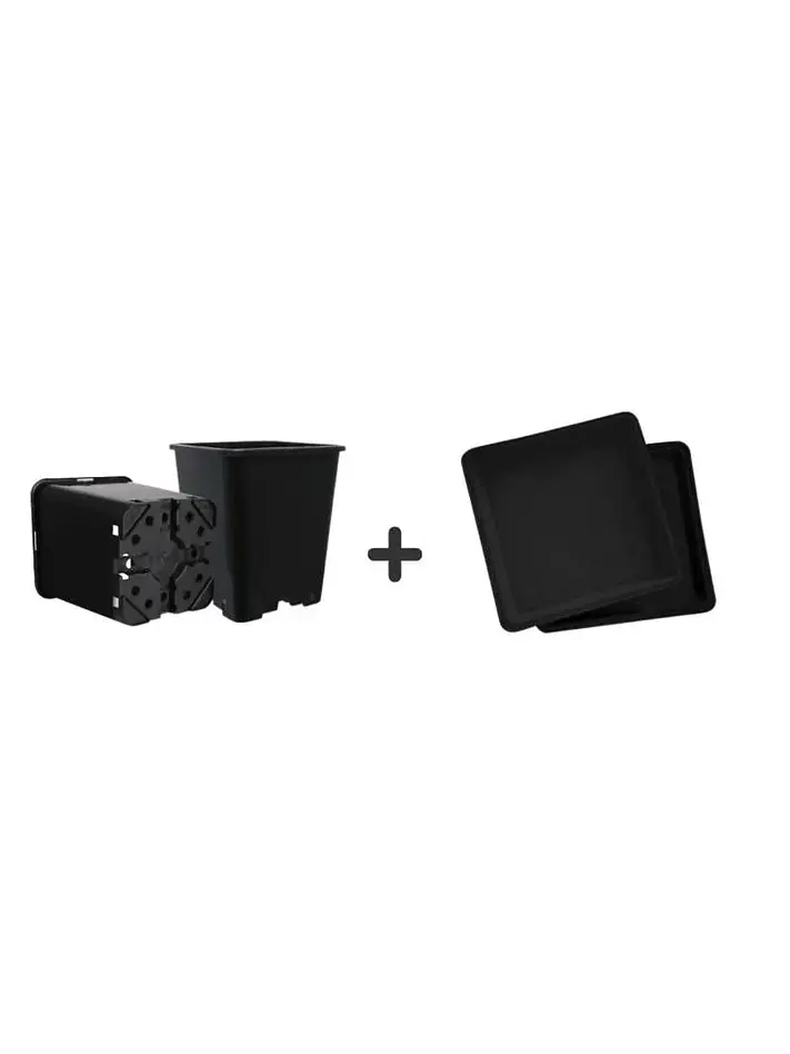 Pack Exterior Maceta Y Plato Negro 11Lt 6Und 1