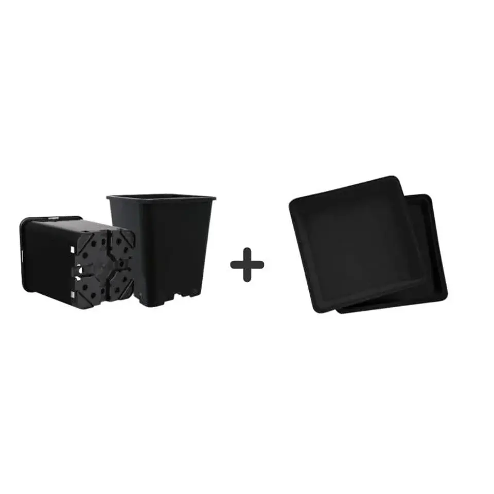 Pack Exterior Maceta Y Plato Negro 11Lt 6Und 1