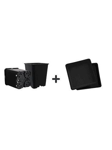 PACK EXTERIOR MACETA CUADRADA Y PLATO NEGRO 18LT X 6UD 1