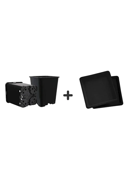 Pack Exterior Maceta Cuadrada Y Plato Negro 18Lt X 6Ud 1