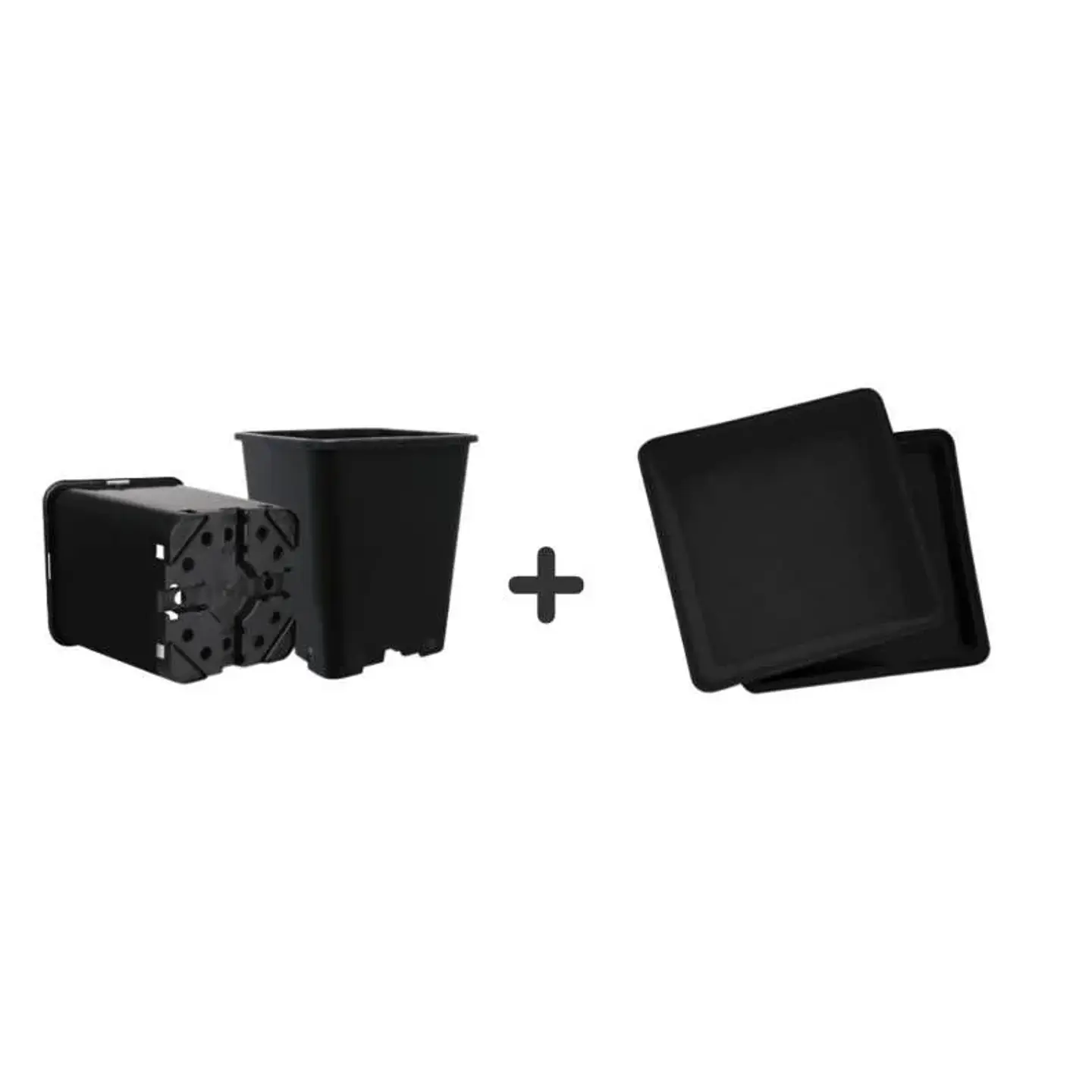 Pack Exterior Maceta Cuadrada Y Plato Negro 18Lt X 6Ud 1