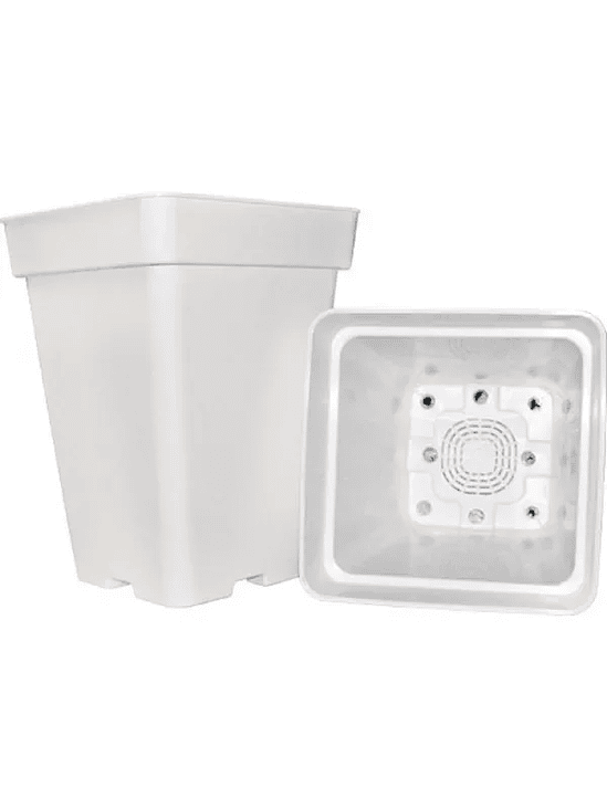 PACK EXTERIOR MACETA CUADRADA BLANCA 18LT X 6UD 1