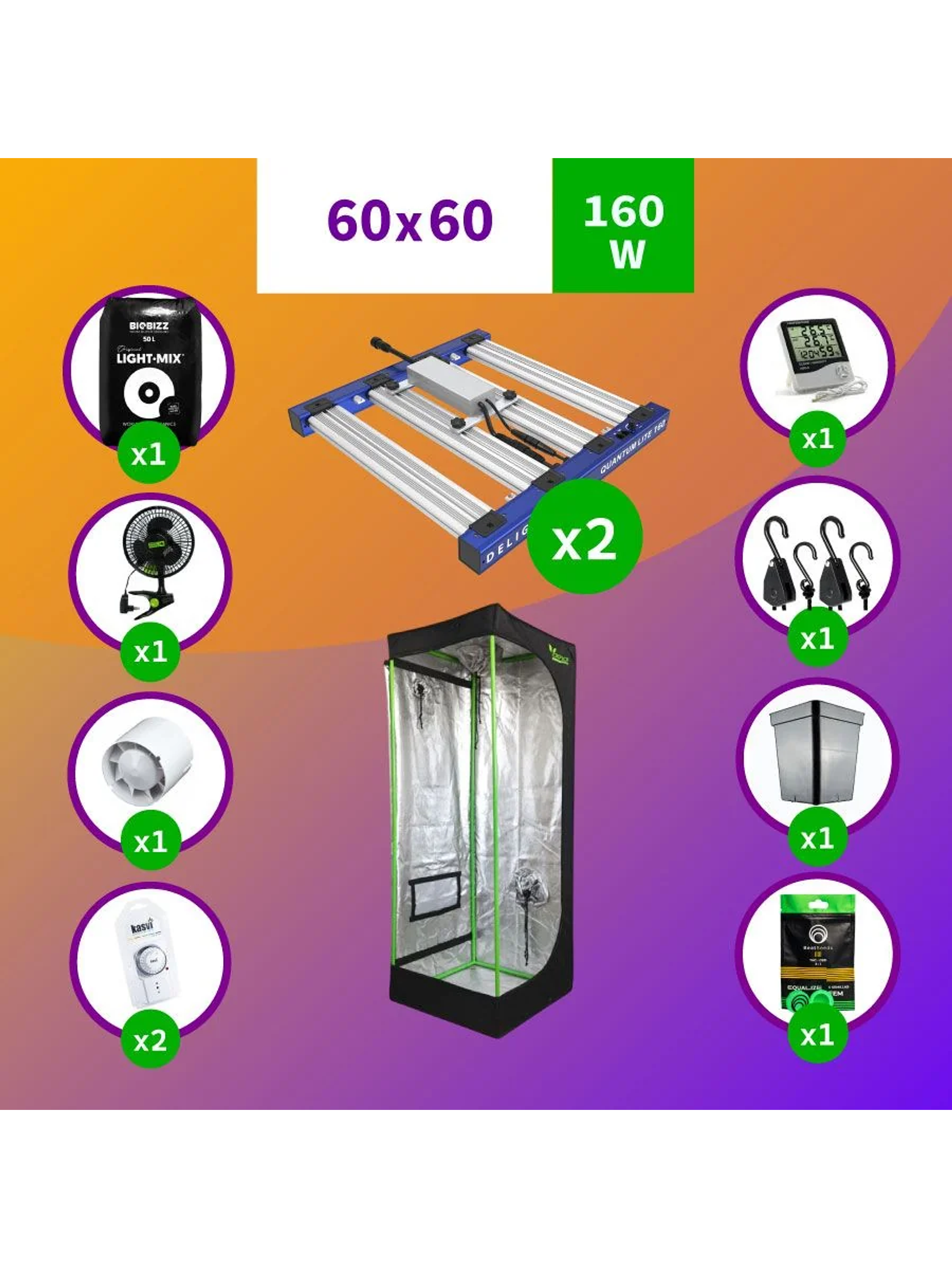 Pack Led Indoor 60X60 Apollo Evo 4 - 120W Full 1