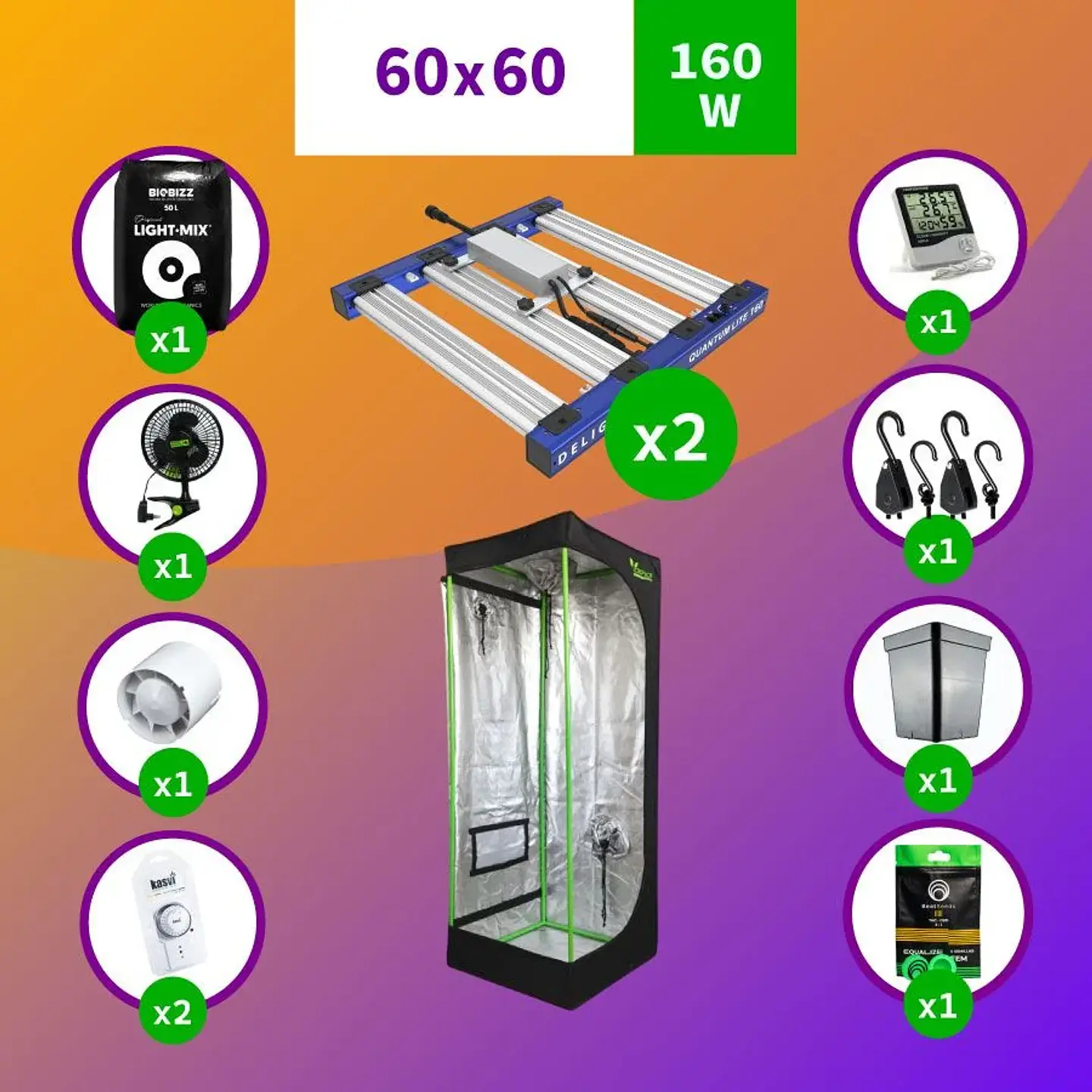 Pack Led Indoor 60X60 Apollo Evo 4 - 120W Full 1