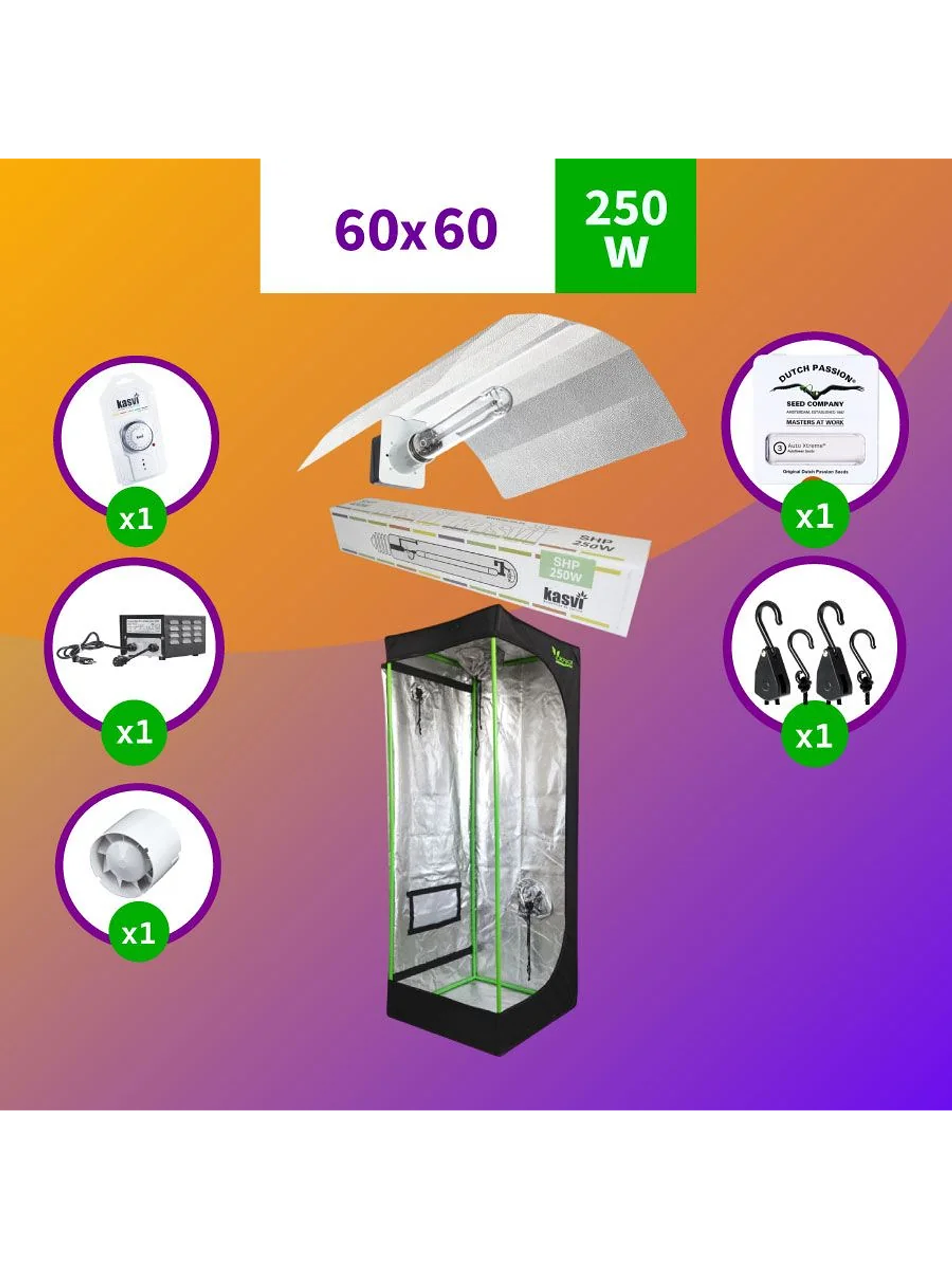 Pack Sodio Indoor 60X60 Básico Hps - 250W 1