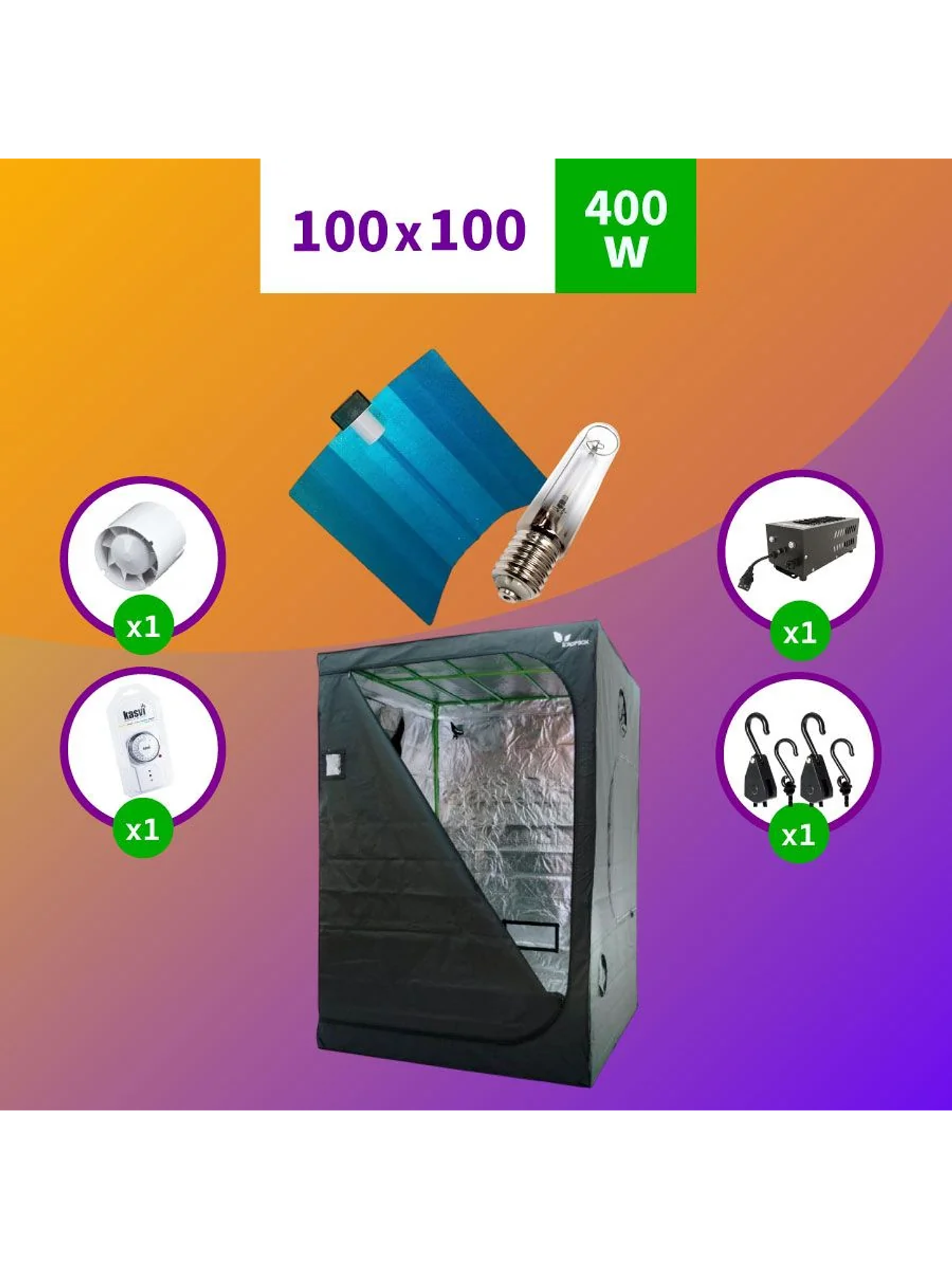 Pack Sodio Indoor 100X100 Hps - 400W Básico 1