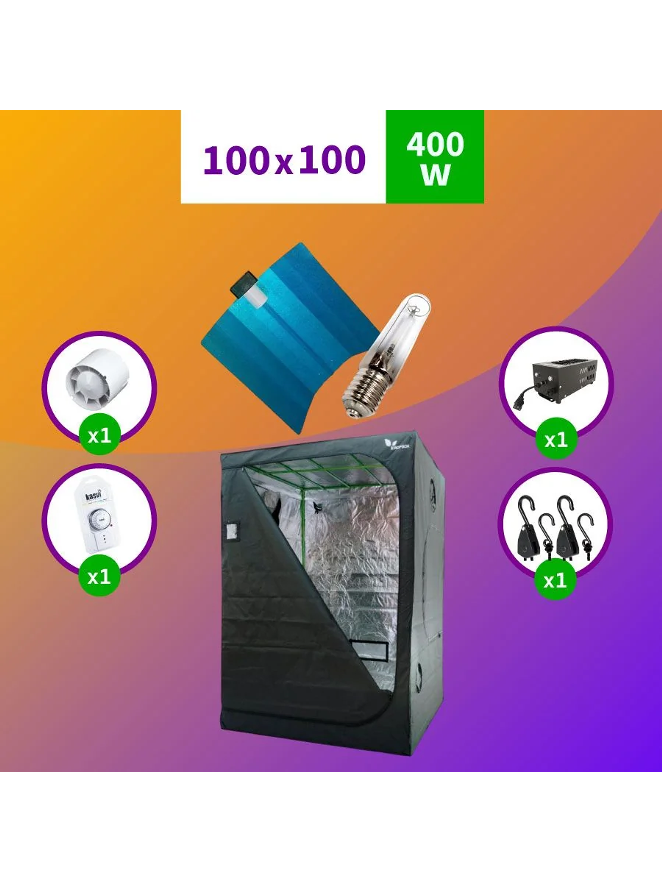 Pack Sodio Indoor 100X100 Hps - 400W Básico 1