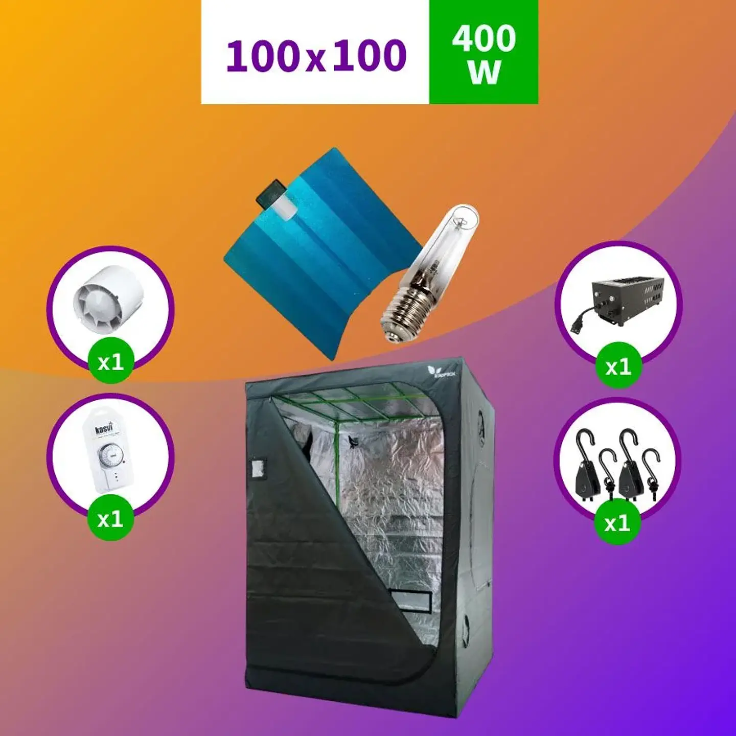 Pack Sodio Indoor 100X100 Hps - 400W Básico 1