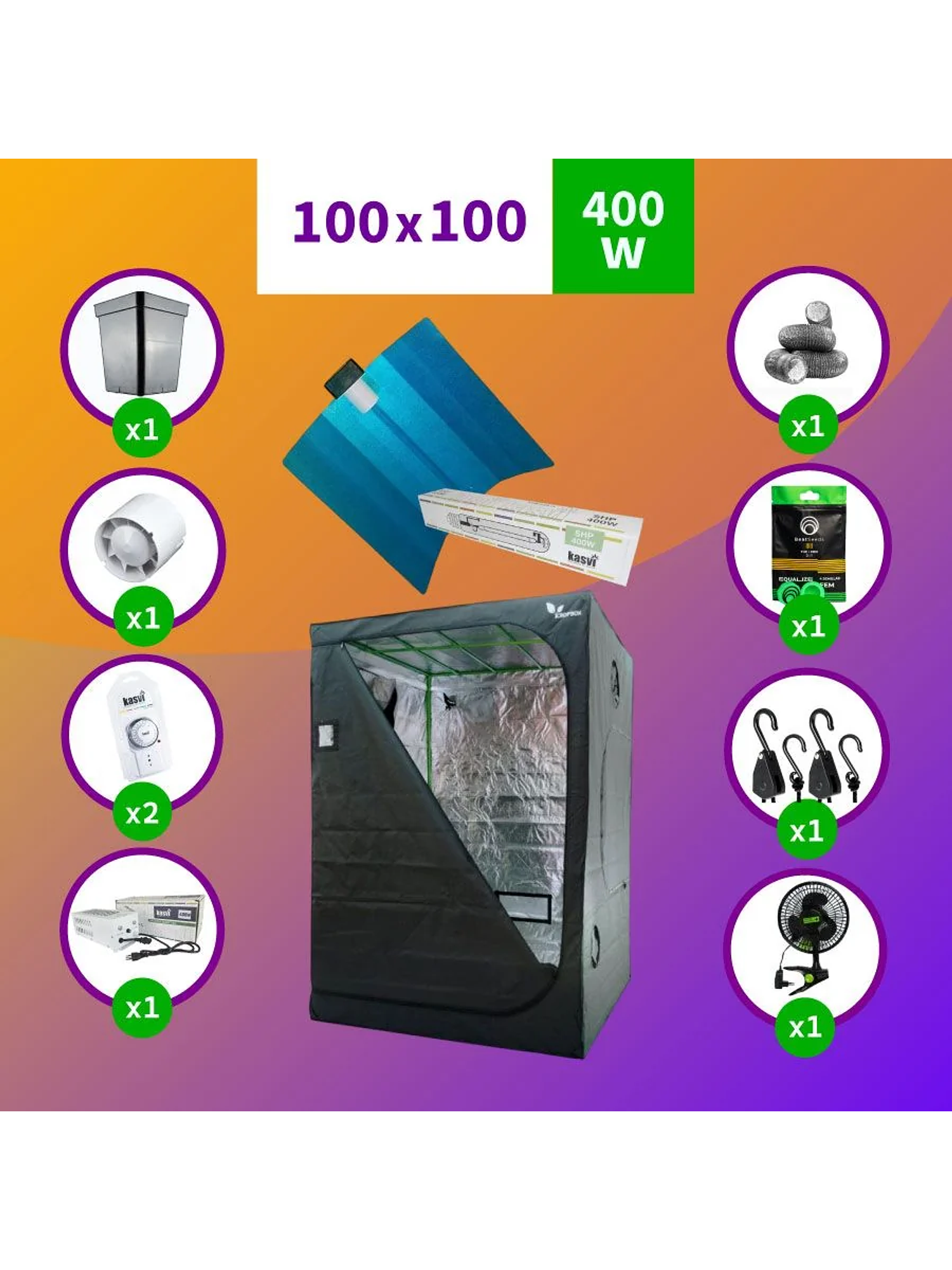 Pack Sodio Indoor 100X100 Full Hps - 400W 1