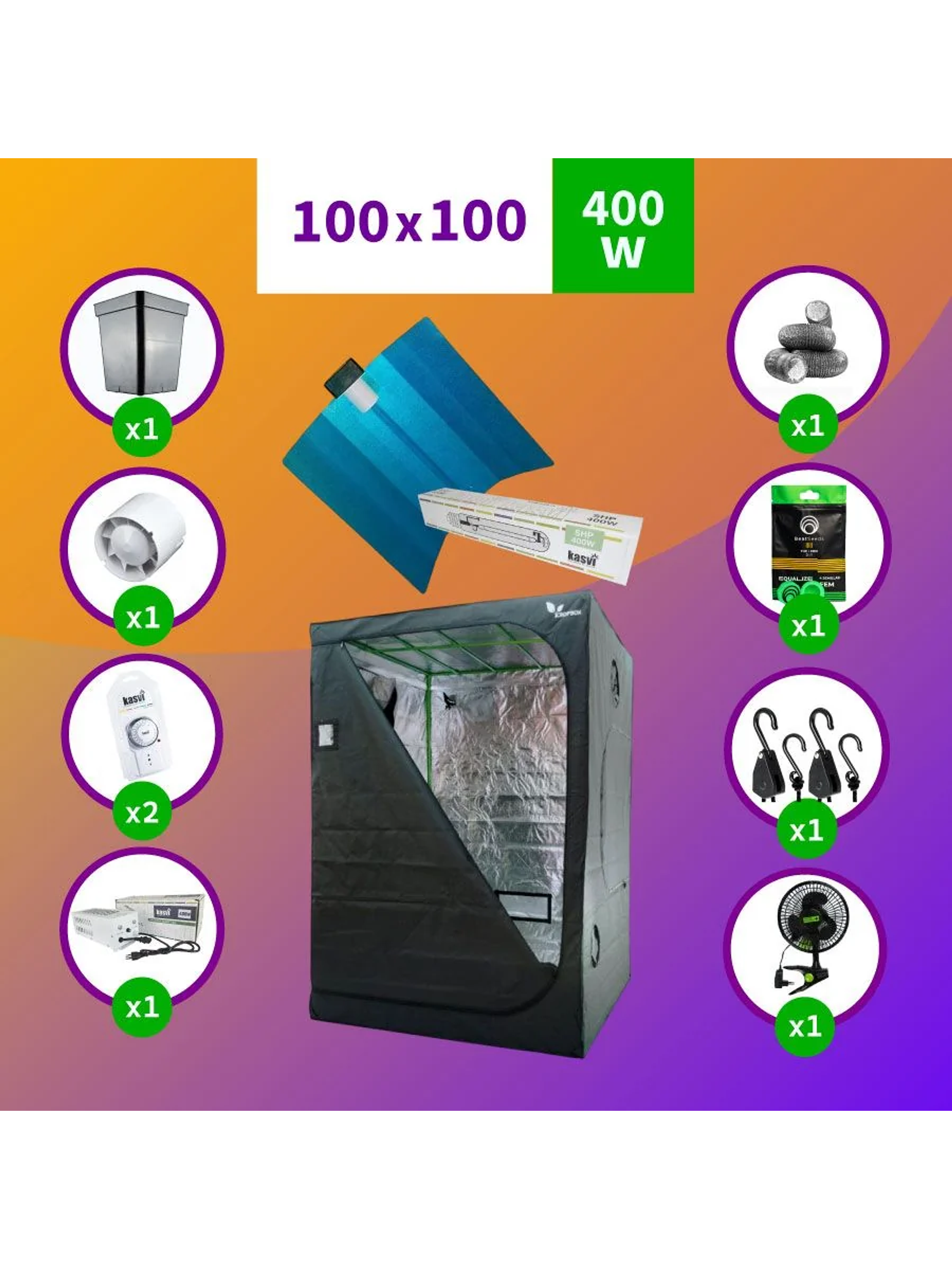 Pack Sodio Indoor 100X100 Full Hps - 400W 1