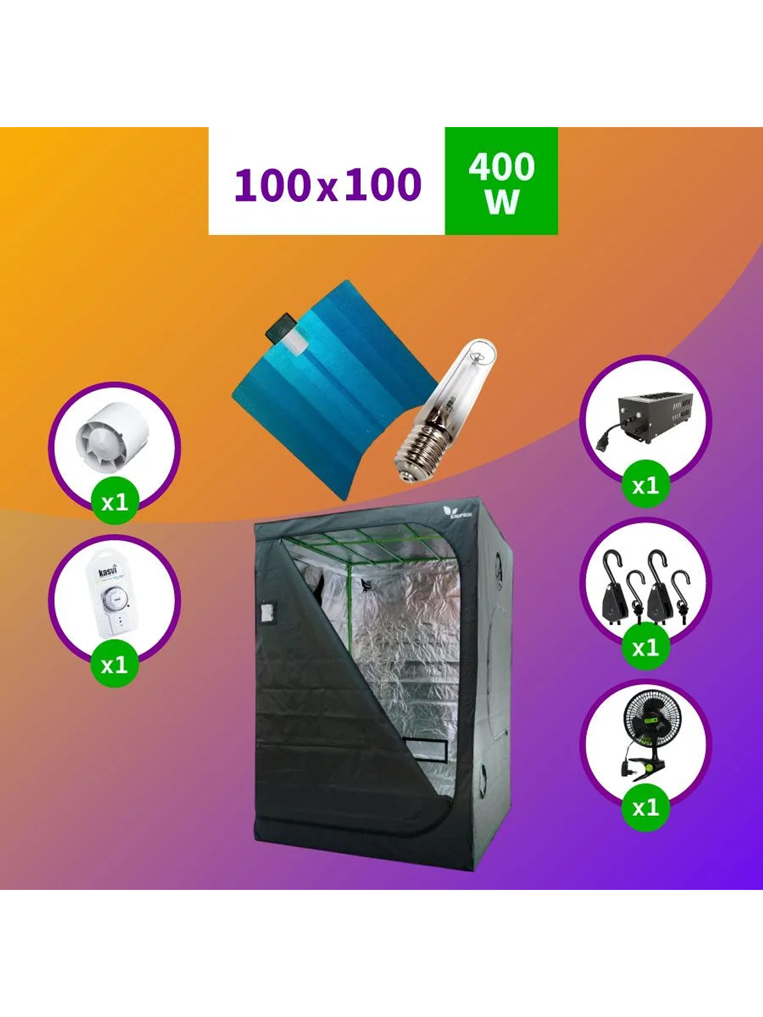 Pack Sodio Indoor 100X100 Hps - 400W Medio 1