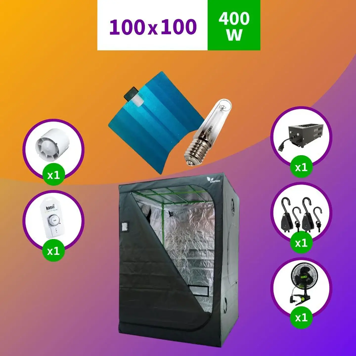 Pack Sodio Indoor 100X100 Hps - 400W Medio 1
