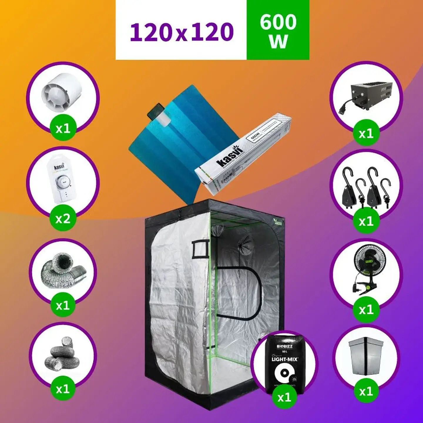 Pack Sodio 120X120 Full Hps - 600W 1