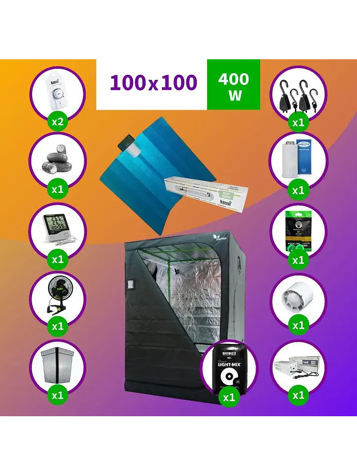 Kit Indoor Sodio Kasvi Completo 100X100X200- 400W 1