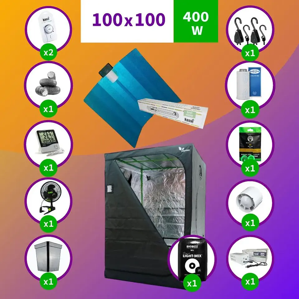 Kit Indoor Sodio Kasvi Completo 100X100X200- 400W 1