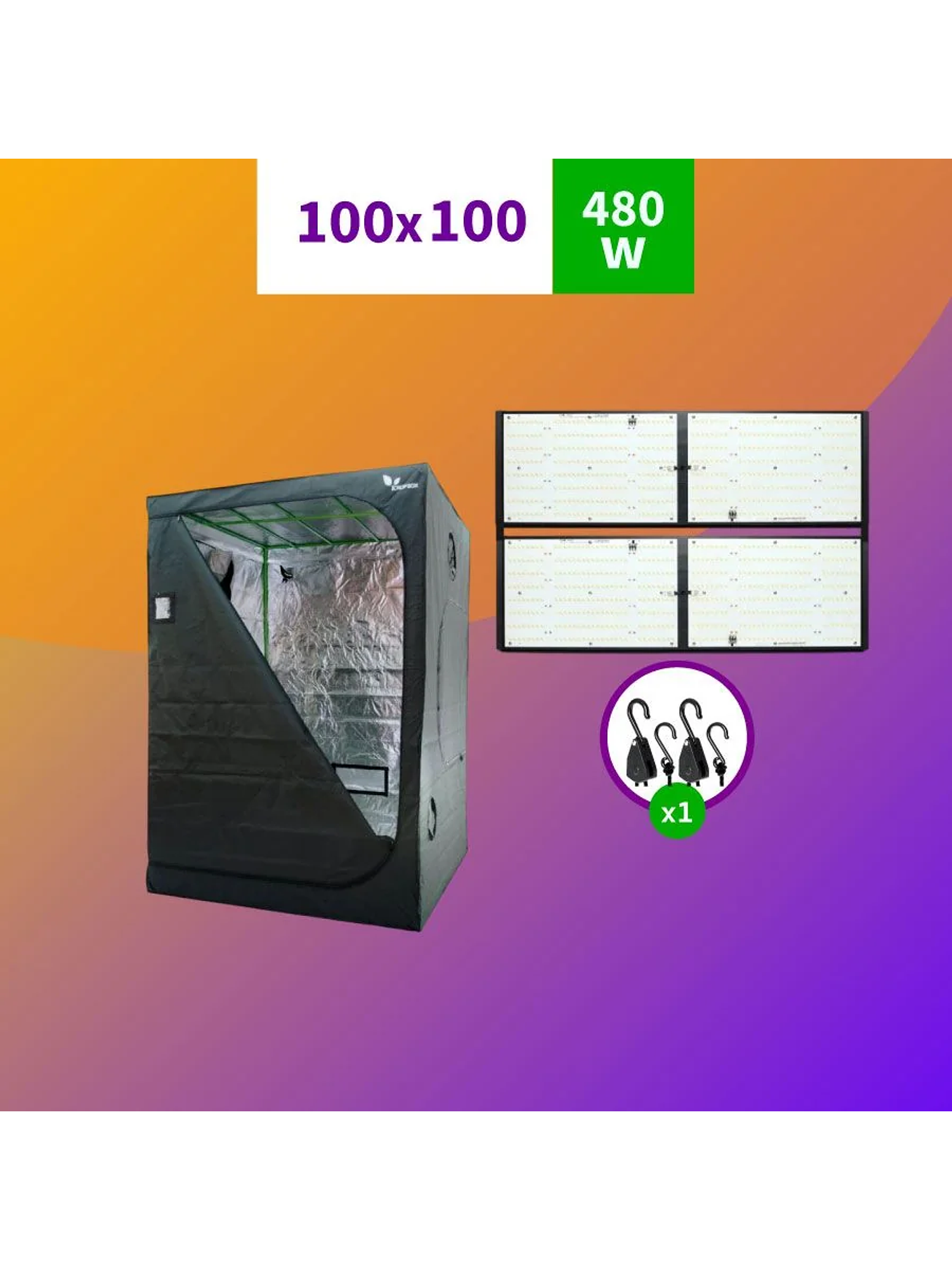 Kit Indoor  Profesional Apollo Inicial 100X100X200 - 480W 1