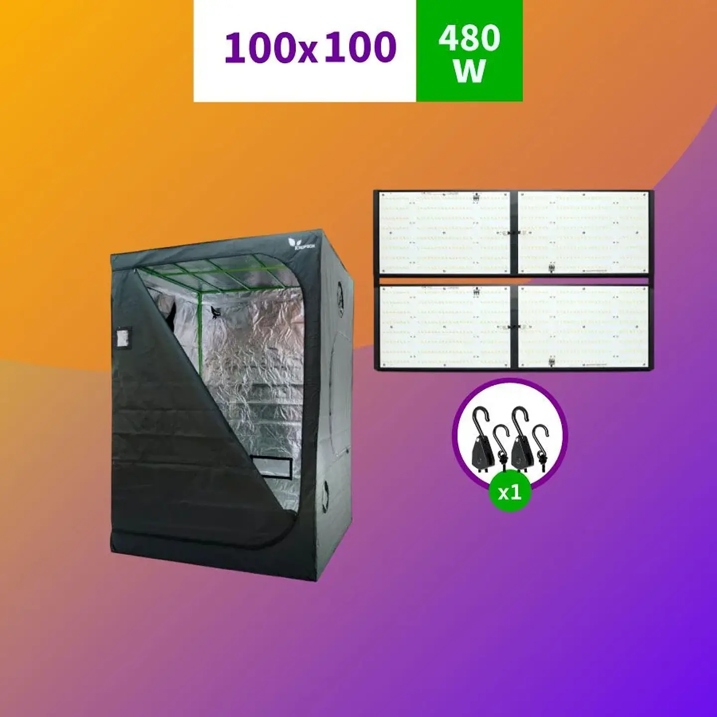 Kit Indoor  Profesional Apollo Inicial 100X100X200 - 480W 1