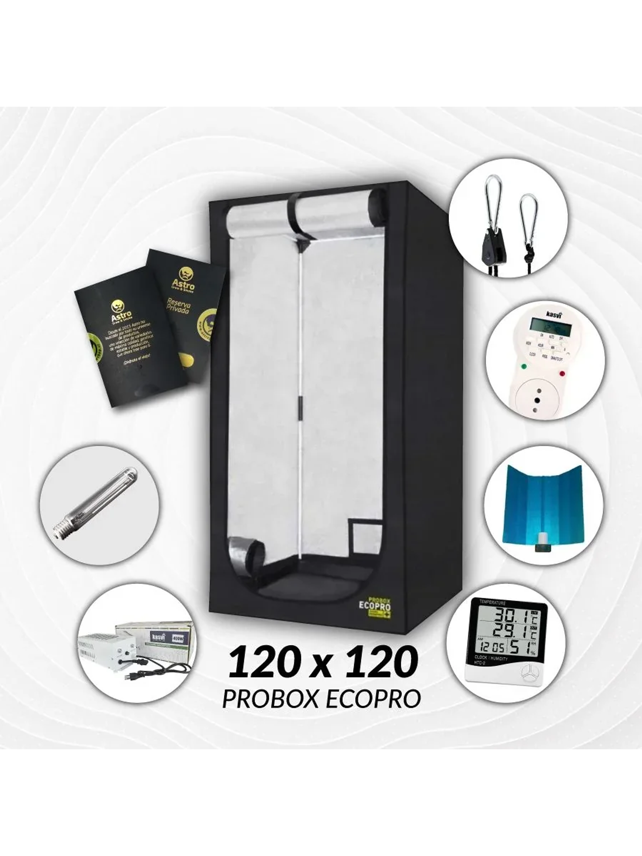 Kit Indoor Sodio Kasvi Medio 120X120X200 - 600W 1