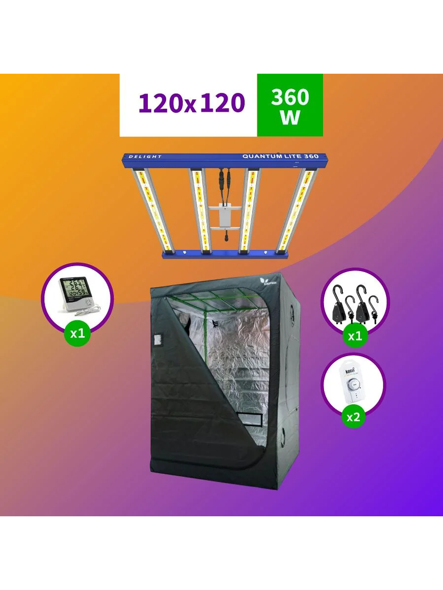 Kit Indoor  Apollo Evolution Medio 120X120X200 - 480W 1