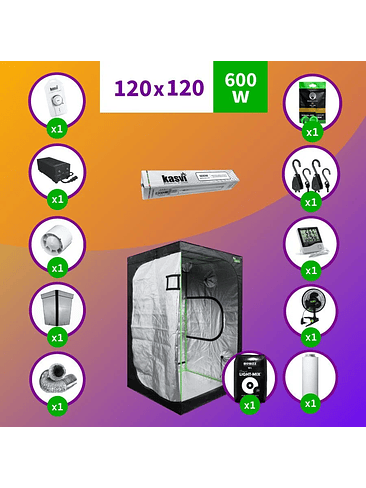 KIT INDOOR SODIO KASVI COMPLETO 120X120X200 - 600W 1